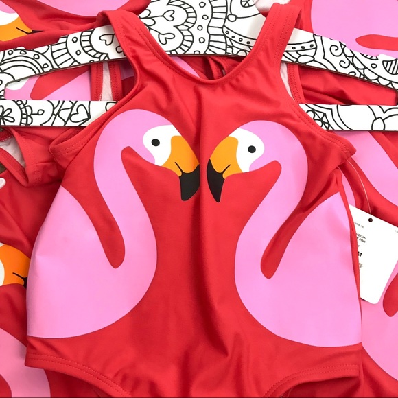 Baby Girls Swimsuit Starting our pink Flamingo - Picture 2 of 3